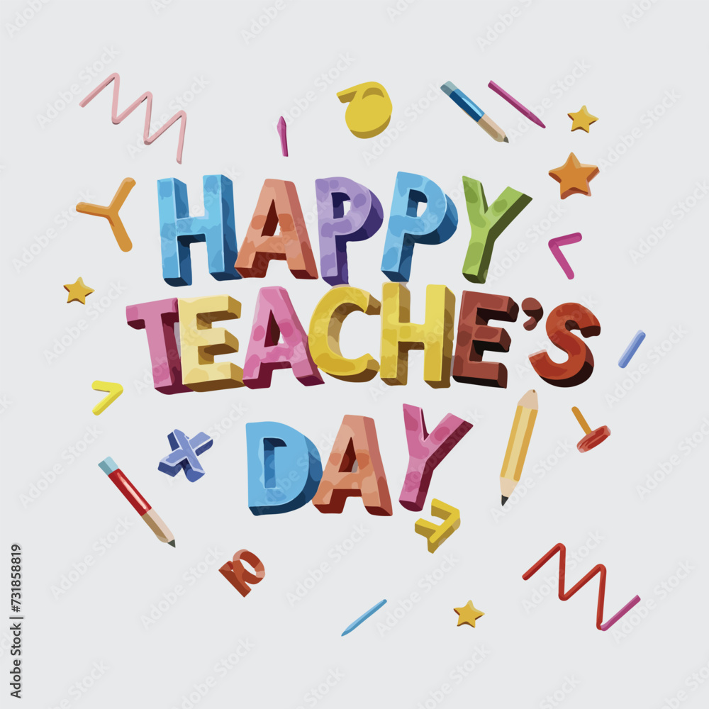Fototapeta premium Happy teachers day text design 