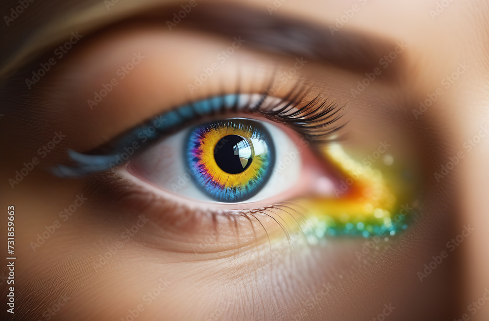 Fototapeta premium Beautiful brown eye of a woman, beautiful eye with casual makeup.