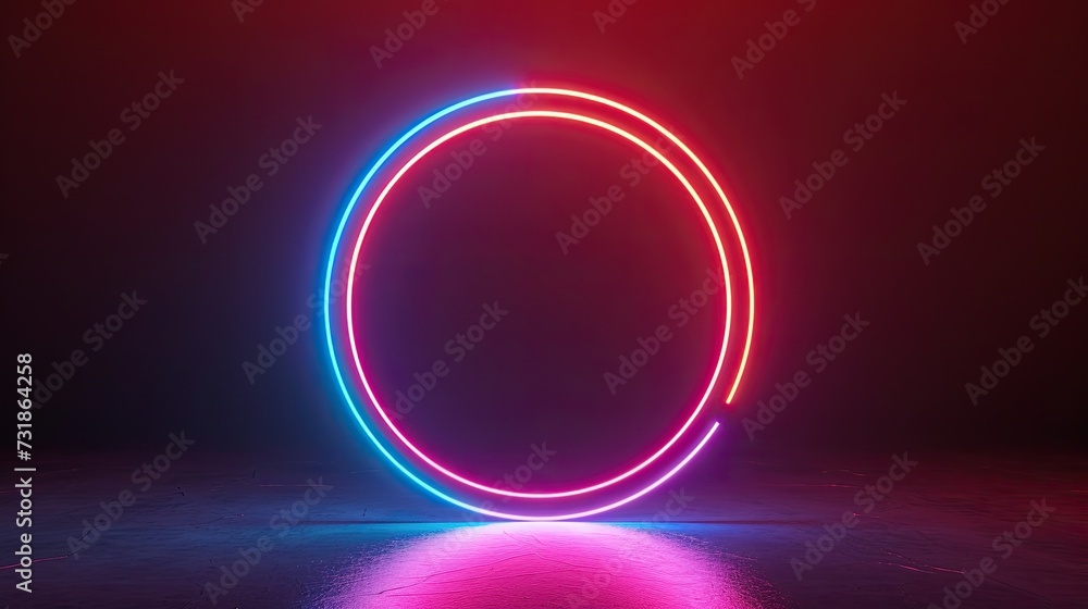 Neon circle. Glowing neon circle on a dark background