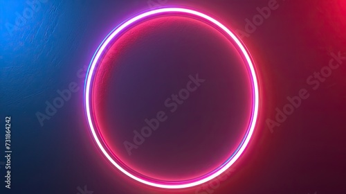 Neon circle frame on a dark background