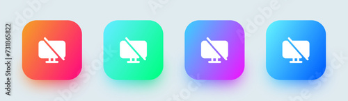 No display solid icon in square gradient colors. Monitor signs vector illustration.