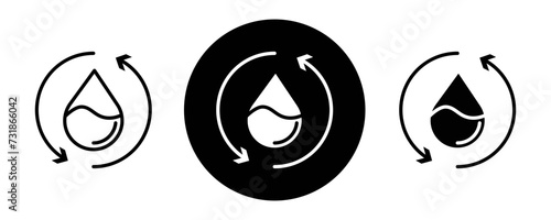 Recycle water outline icon collection or set. Recycle water Thin vector line art