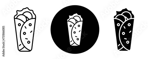 Burrito outline icon collection or set. Burrito Thin vector line art