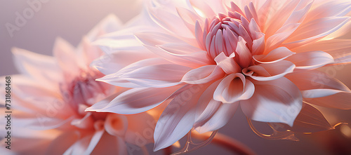 A flower captured in extremely high definition, with elements of opacity and transparency, against a bright magenta and amber background.