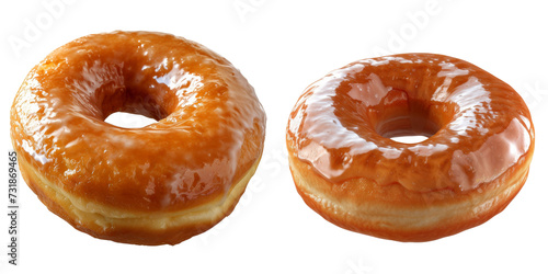 Glazed Donuts Set Isolated on Transparent or White Background, PNG