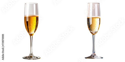 Elegant Champagne Flute Set Isolated on Transparent or White Background, PNG