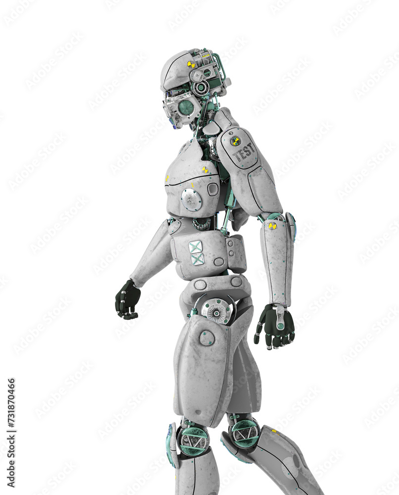 beta tester mech is wlking alone on side close up view beta tester mech is wlking alone on side close up view