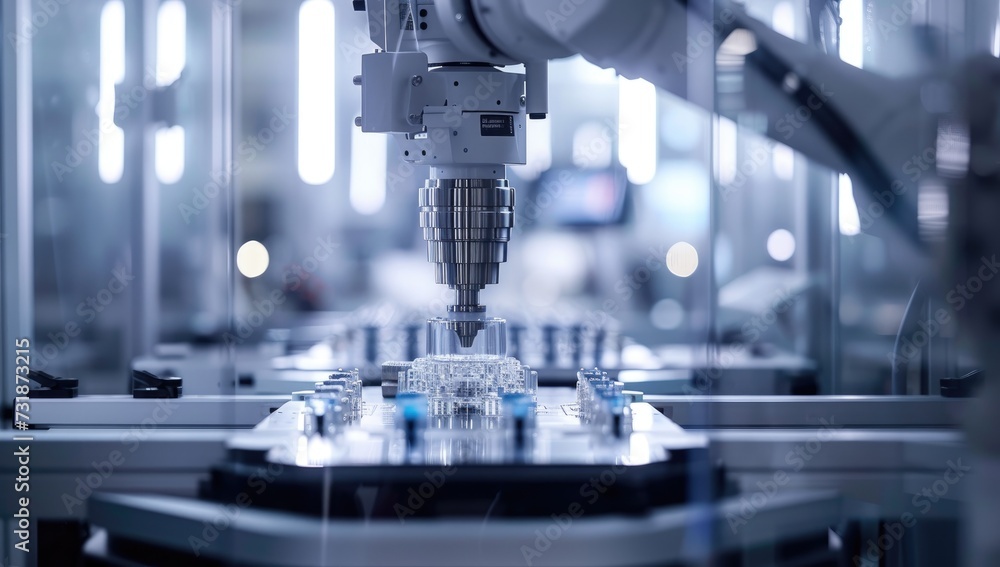 Robotic arm assembling circuit board in modern factory Robotic arm assembling circuit board in modern factory