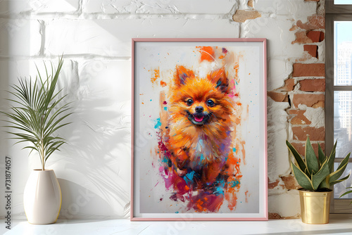 Design a chic and stylish room image. Decorated with beautiful picture frames and paintings.