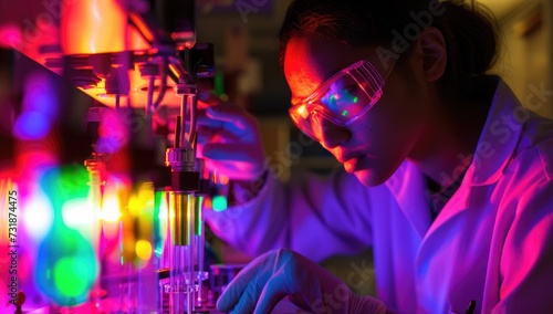 Female scientist conducting research in laboratory