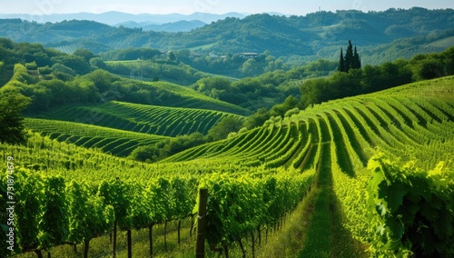 Rows of vineyards in Chianti, Tuscany, Italy