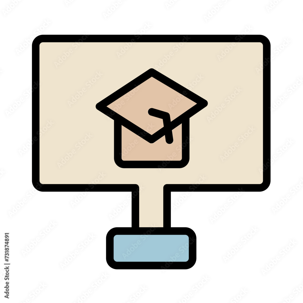 Online School Study Filled Outline Icon Online School Study Filled Outline Icon