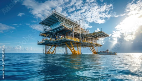 Offshore oil and gas production platform in ocean