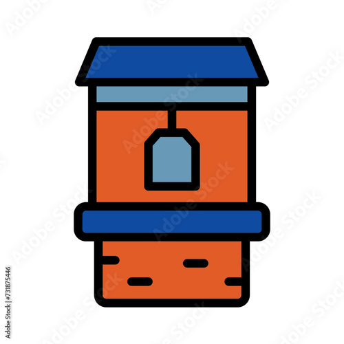 House Village Well Filled Outline Icon
