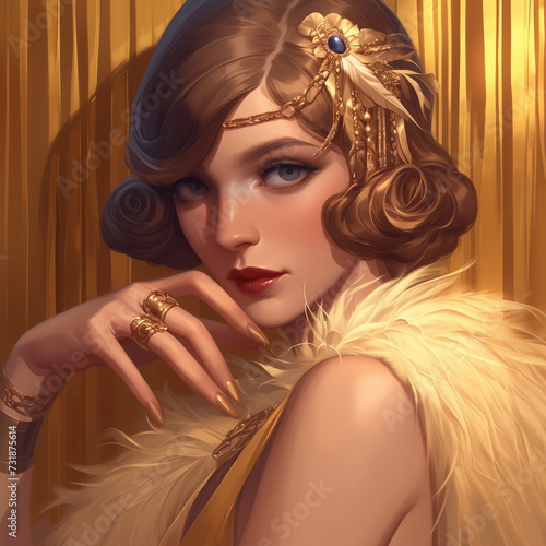 digital painting portrait of a 1920s flapper woman
