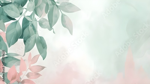 Minimalistic water color leaf and floral design background for banner, poster, web, packaging, wallpaper.