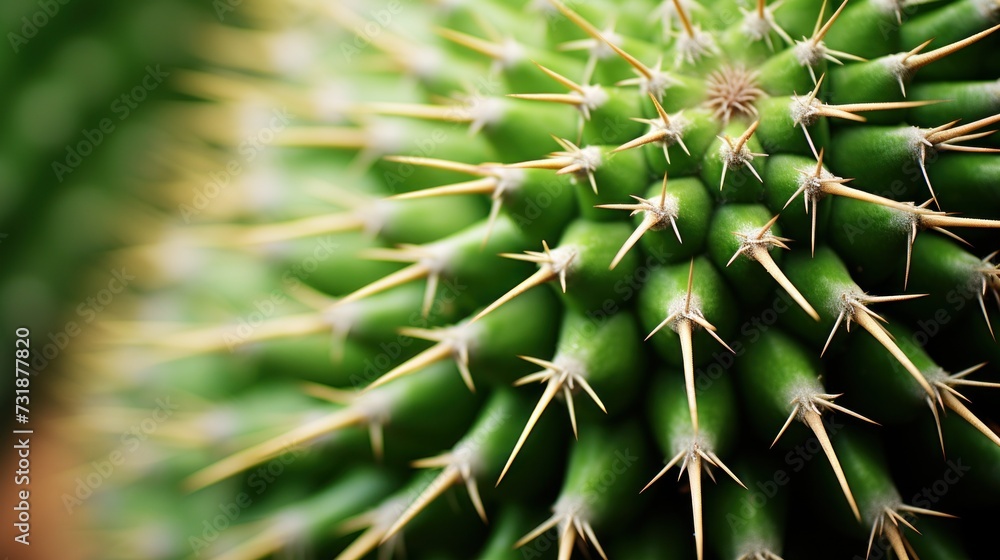 Macro shot of spiny cactus texture in a garden