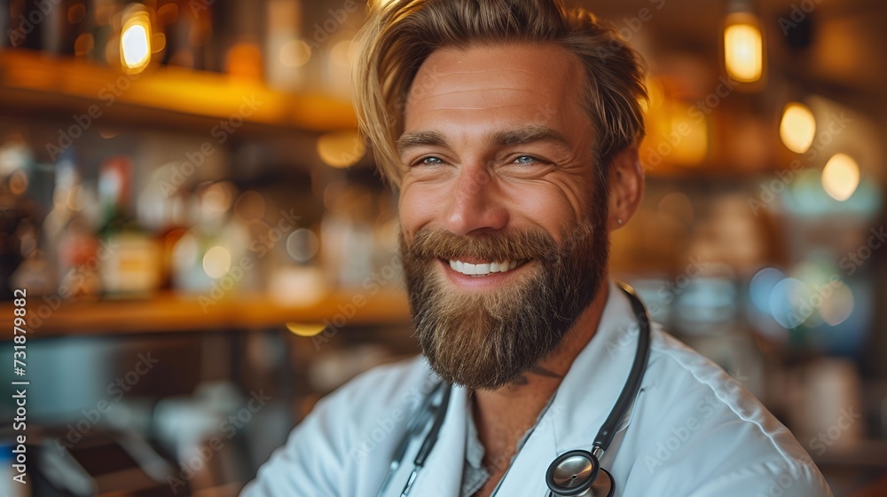 Fototapeta premium Smiling Bearded Doctor Portrait