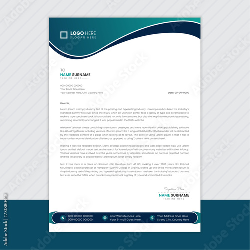 Creative corporate business letterhead template design in a4 size