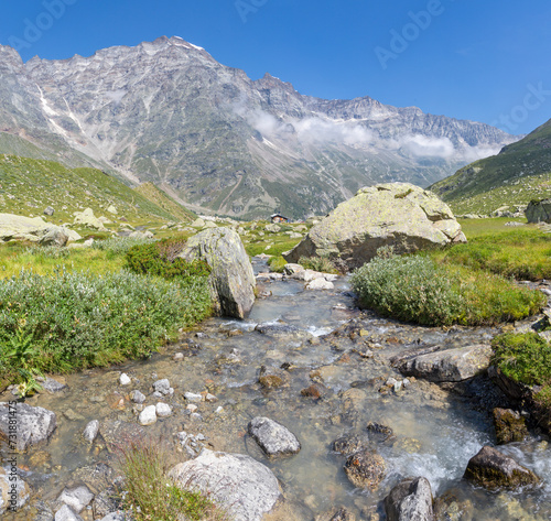 The Valle Anzasca valley under Monte Rosa peak. photo