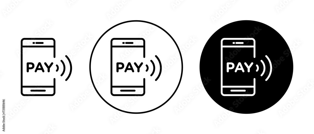 Mobile Payment Icon Set. Digital wallet transaction vector symbol in a ...