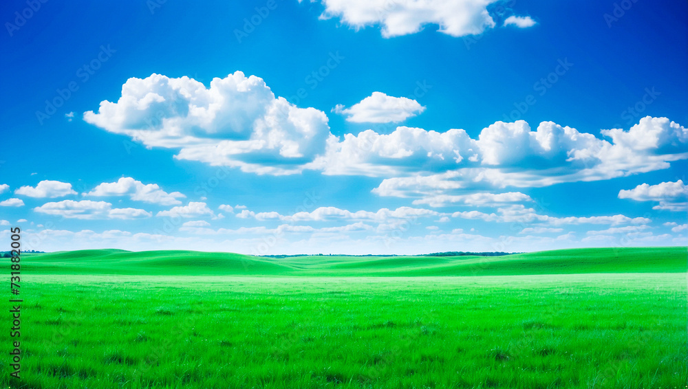 meadow, grassland, landscape,agriculture,lawn, field, sky, cloud, flower, nature, spring,Background image of a vast green field under a bright blue sky. bright green grass Receives light well The ba meadow, grassland, landscape,agriculture,lawn, field, sky, cloud, flower, nature, spring,Background image of a vast green field under a bright blue sky. bright green grass Receives light well The ba