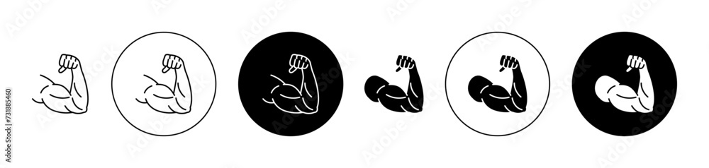 Strong Hand Vector Illustration Set. Muscle flex power sign in suitable ...
