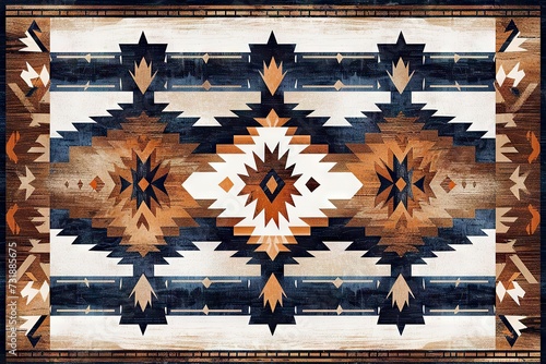 Navajo tribal vector seamless pattern navajo weaving coloration was mostly natural brown, white, and indigo, Vector seamless pattern Woven carpet illustration