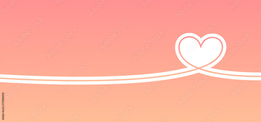 Single stroke heart shape. Continuous line art drawing. Love and romance simple background.
