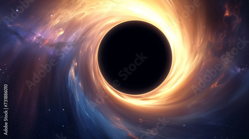 우주의 심연, 블랙홀을 둘러싼 별빛의 궤적 photo