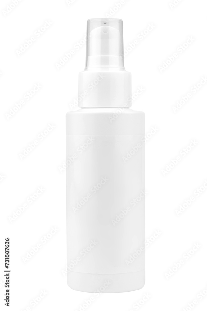 white empty bottle, for cosmetics and medicines, on a white background with place for text white empty bottle, for cosmetics and medicines, on a white background with place for text