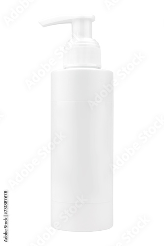 white empty bottle, for cosmetics and medicines, on a white background with place for text