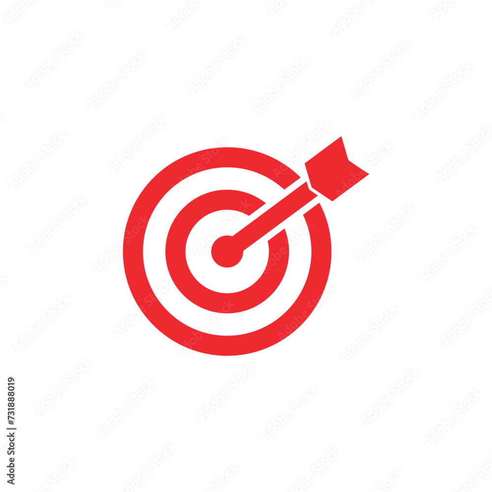 Target icon. Target symbol with arrow isolated on white background Target icon. Target symbol with arrow isolated on white background