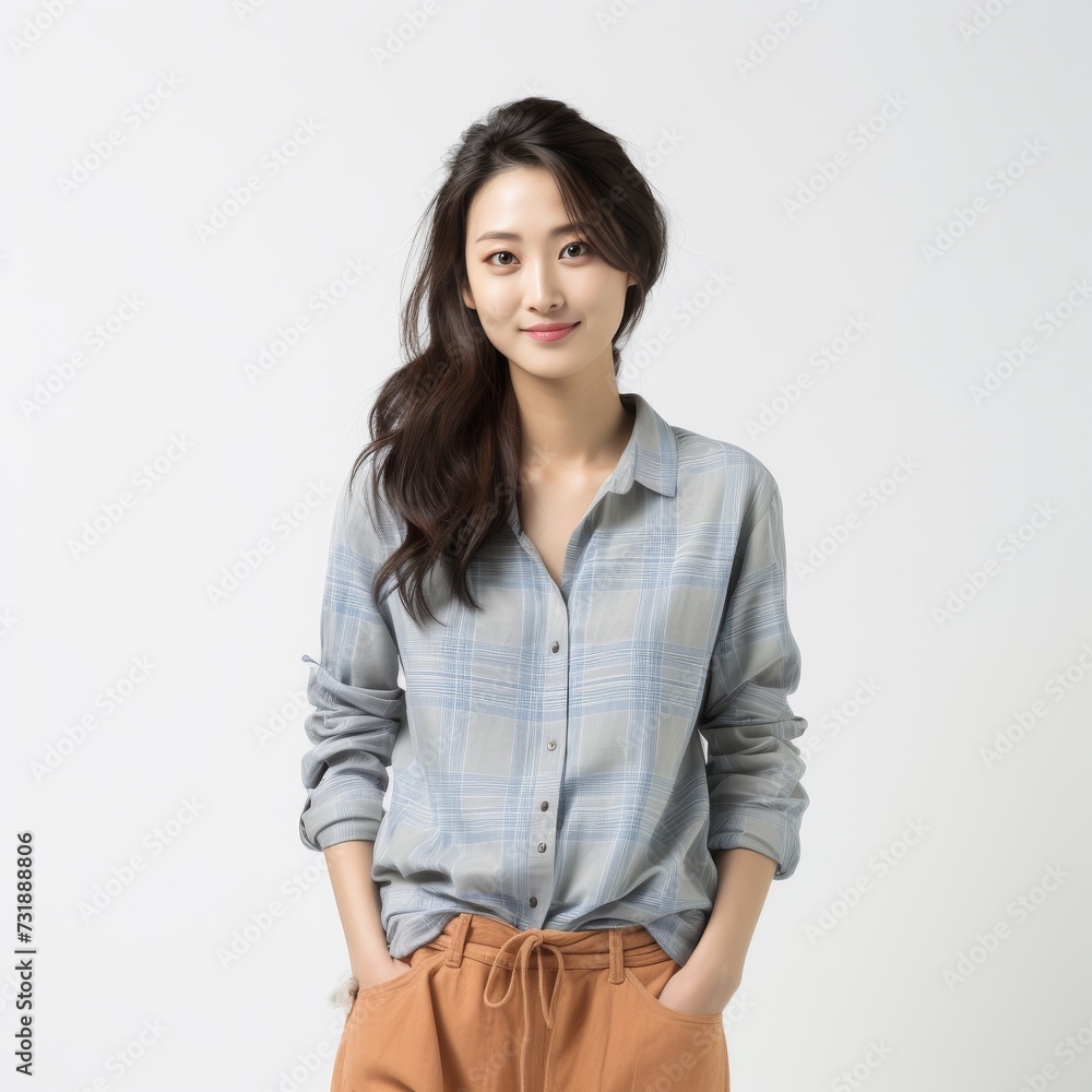 Casual young Asian woman with a friendly smile in a studio Casual young Asian woman with a friendly smile in a studio