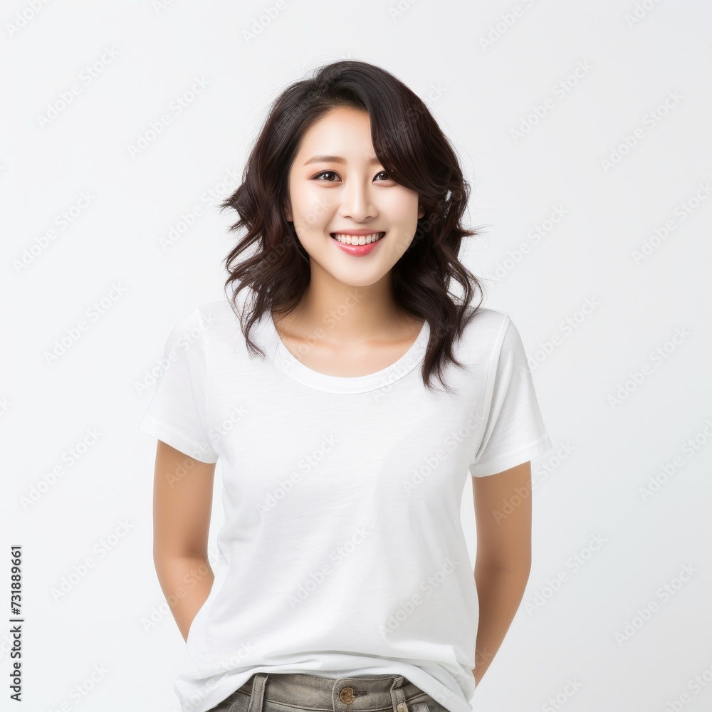 Smiling young woman in casual attire for lifestyle or fashion use Smiling young woman in casual attire for lifestyle or fashion use