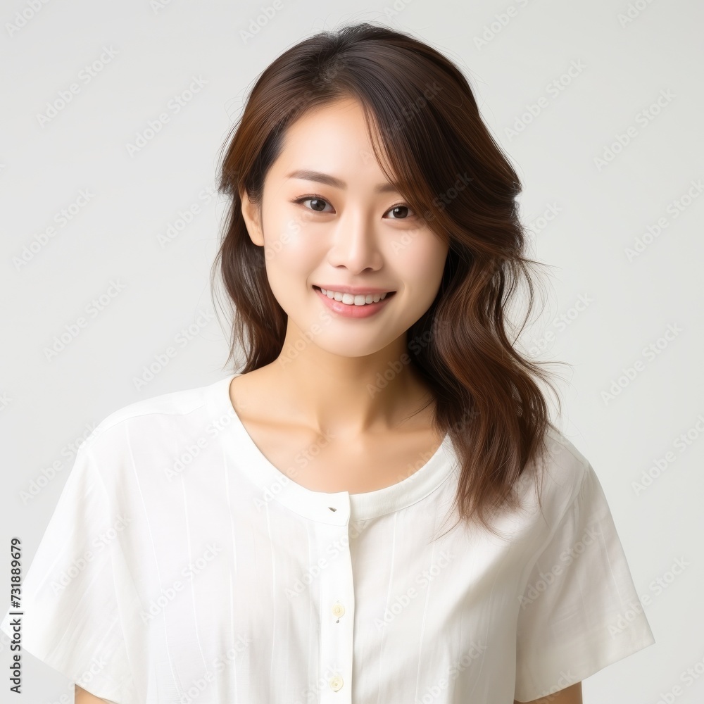 Portrait of a smiling young Asian woman for beauty and fashion industries Portrait of a smiling young Asian woman for beauty and fashion industries