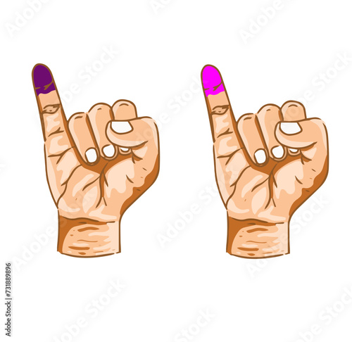 Vector of purple and pink inked little finger. Democratic Party and Valentine's Day