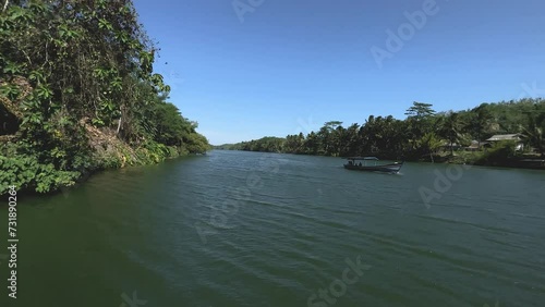 The nature beauty of cikaso river in the middle of a magical forest Sukabumi, Indonesia photo