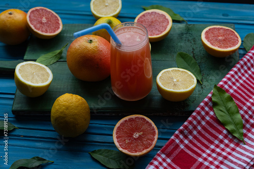 Sliced Grapefruit, Apple, Lemon and Lime Fruit on Wooden Background Photo, Üsküdar Istanbul, Turkiye (Turkey) photo