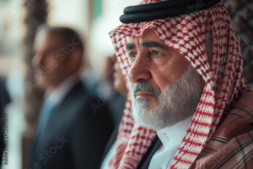 close-up portrait of an elderly Arab businessman
 photo