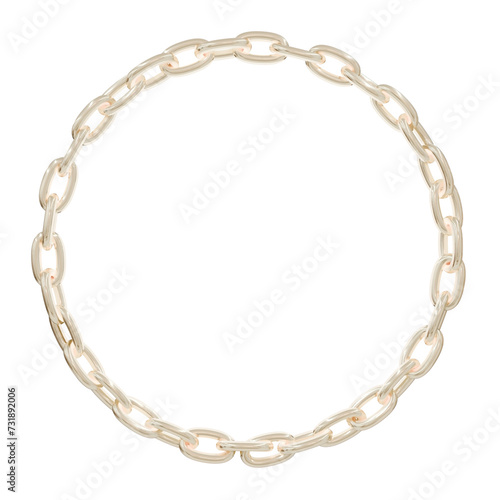 Golden perfection: Simple 3D render of a flawless gold circle chain. Transparent background for limitless creative possibilities.