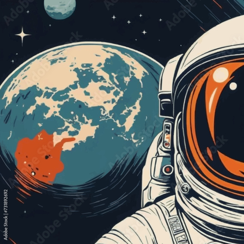 Wallpaper Mural Astronaut in spacesuit. Astronaut floating in open space. EPS version. Torontodigital.ca