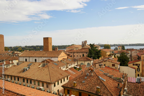 Top view from the clock tower of Mantua, Lombardy, Italy