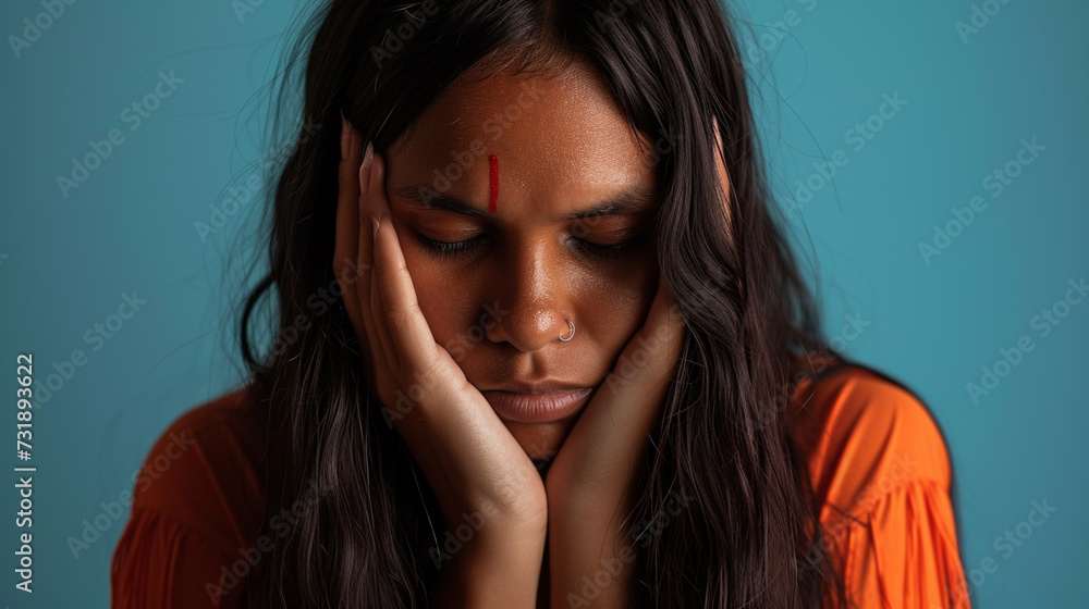 Sorrow's Embrace: Aboriginal Australian Woman Reflecting Sadness and ...
