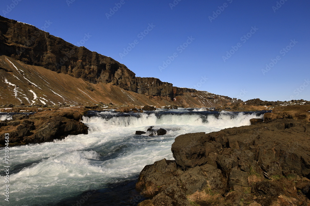 View on a waterfall in the Suðurland region of Iceland