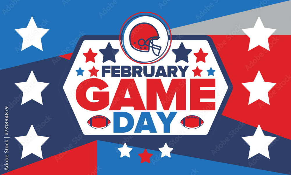 Game Day. American football playoff. Super Party in United States. Final game of regular season. Professional team championship. Ball for american football. Sport poster. Vector illustration Game Day. American football playoff. Super Party in United States. Final game of regular season. Professional team championship. Ball for american football. Sport poster. Vector illustration