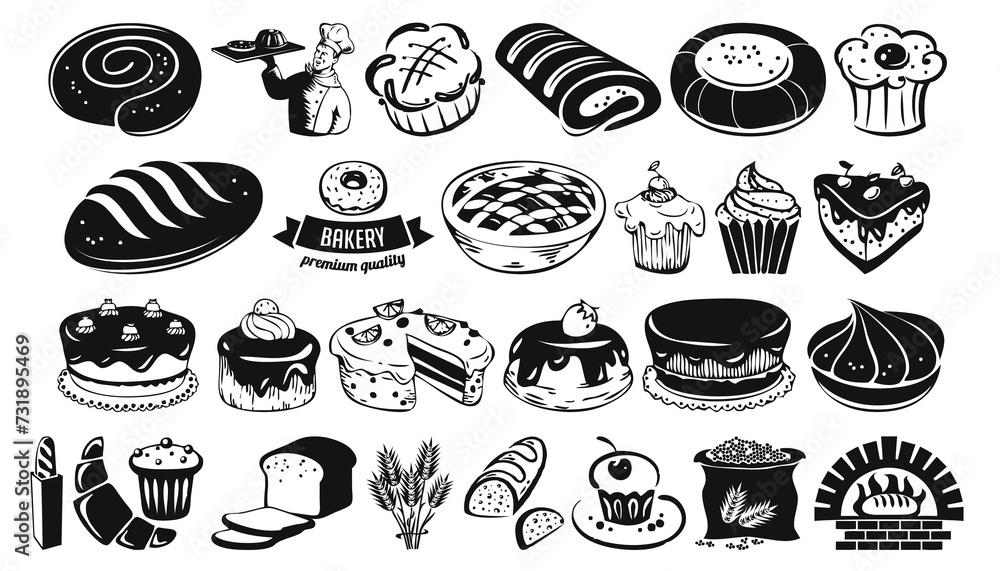 bakery icon set PNG transparent