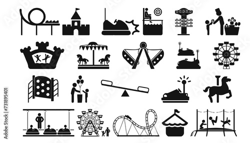 amusement park icon set PNG transparent