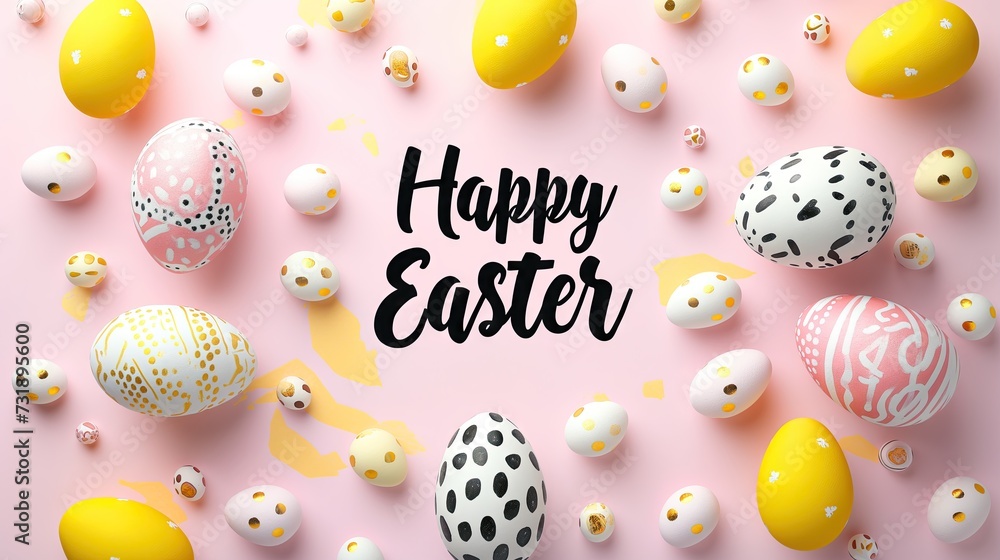 Pastel easter eggs background with the word Pastel easter eggs background with the word