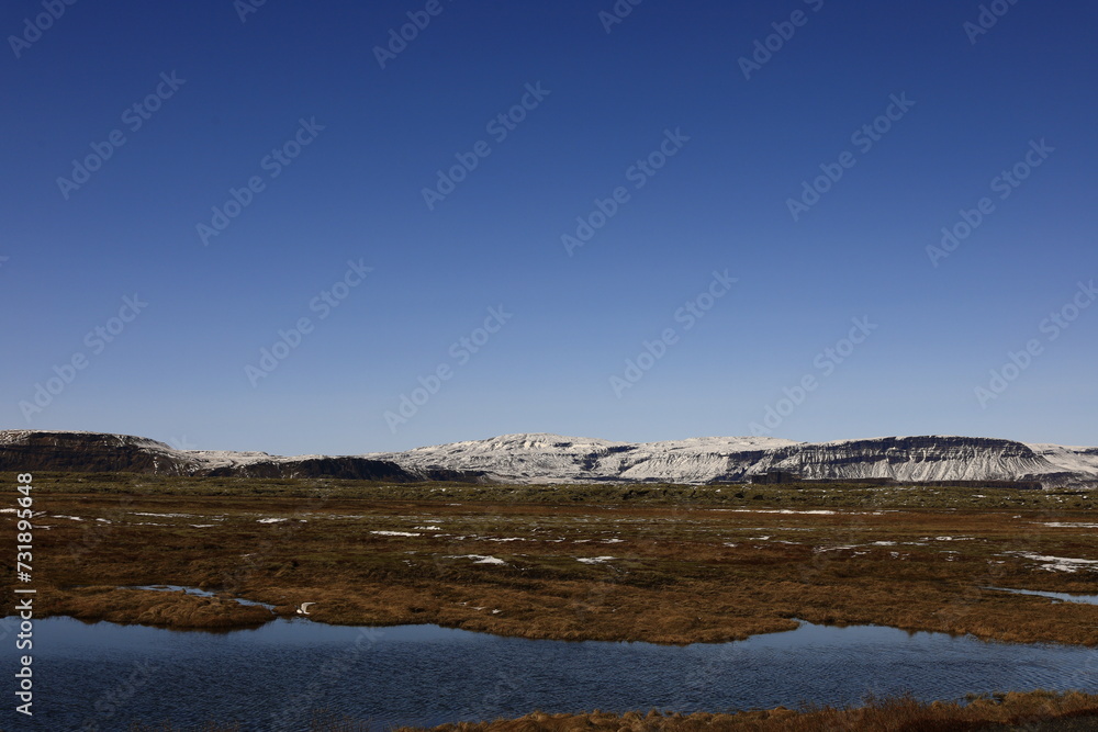 View on a mountain in the Suðurland region of Iceland